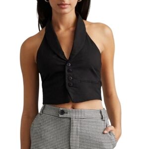 NEW Anthropologie Maeve women's cotton halter vest black top- size 10